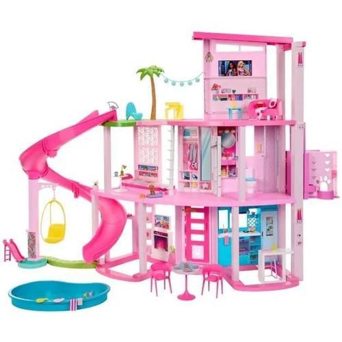 Coffret Barbie Maison De Rêve - Maison De Poupée 3 Niveaux, Piscine Et Toboggan