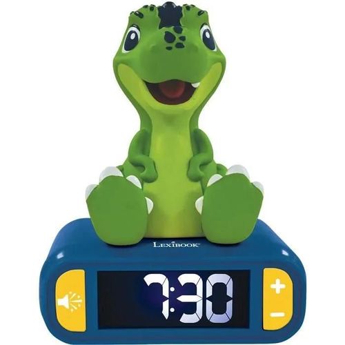 Réveil digital avec veilleuse lumineuse Lexibook Dinosaure en 3D et effets sonores