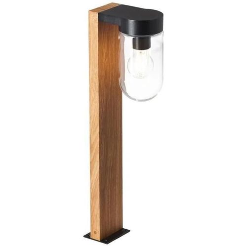 Potelet Cabar Aspect Bois Avec Abat-Jour En Verre