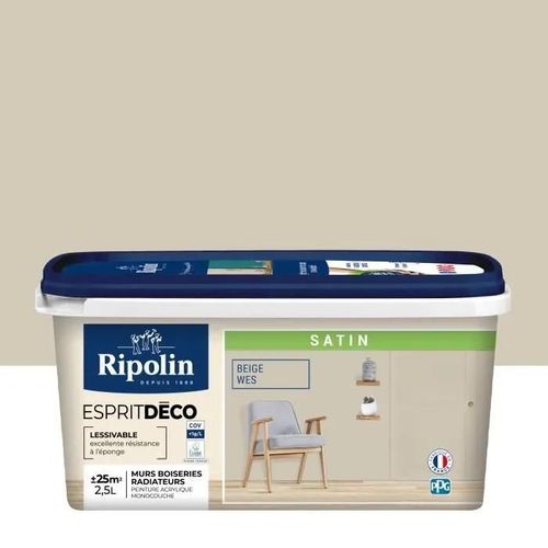 Peinture esprit deco multi-supports - RIPOLIN - 434162 - Beige wes - Satin - 2.5 L