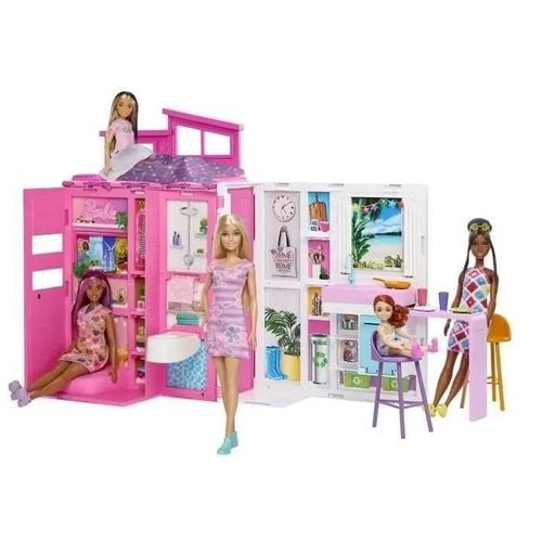 Barbie - Coffret Maison De Vacances Avec Poupée - Maison De Poupée Mannequin - 3 Ans Et +