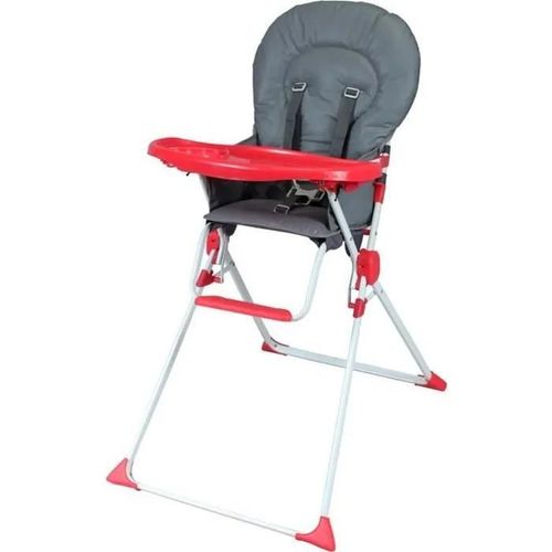Bambikid Chaise Haute Fixe - Gris & Rouge