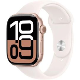 Apple Watch Series 10 Gps - 46mm - Boîtier Rose Gold Aluminium - Bracelet Light Blush Sport Band - M/L
