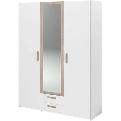 Armoire Dream 3 Portes - Panneau De Particules - Miroir - Décor Bla...