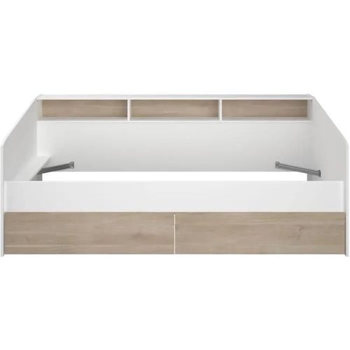 Lit Banquette Couchage 90x200 Avec Tiroirs Et Niches