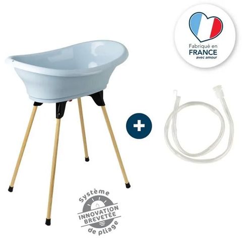 Thermobaby Kit Baignoire Vasco Fleur Bleue : Baignoire + Pieds + Tuyau De Vidange