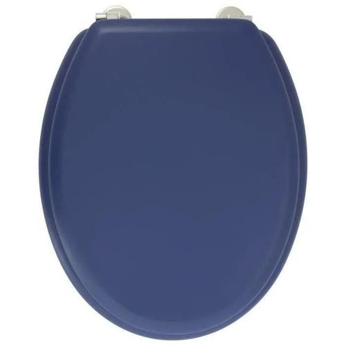 DESIGN Abattant WC Dolce - Charnieres inox - Bois moule - Bleu marine