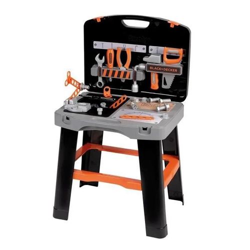 Smoby - Black And Decker -Etabli Bricolo Smart - Jeu D'imitation - Mallette Qui Se Transforme En Établi - 33 Accessoires Inclus - Fa