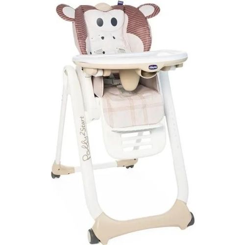 Chaise Haute Polly 2 Start - 4 Roues - Monkey - Chicco