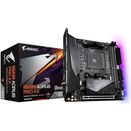 Gigabyte B550I AORUS PRO AX - 1.0 - carte-mère - mini ITX - Socket AM4 - AMD B550 Chipset - USB-C Gen2, USB 3.2 Gen 1, USB 3.2 Gen 2 - 2.5 Gigabit LAN, Bluetooth, Wi-Fi - carte graphique...