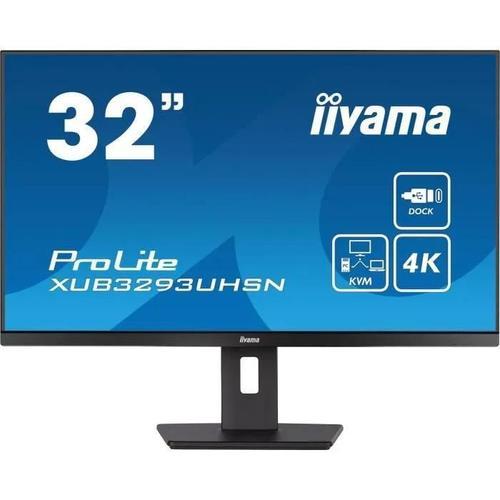 iiyama ProLite XUB3293UHSN-B5 - Écran LED - 32" (31.5" visualisable) - 3840 x 2160 4K @ 60 Hz - IPS - 350 cd/m² - 1000:1 - 4 ms - HDMI, DisplayPort, USB-C - haut-parleurs - noir mat