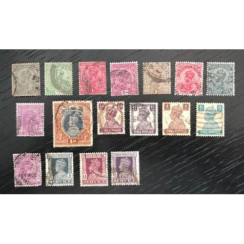 Lot De 17 Timbres Oblitérés Inde 1911-35 Roi Georges V