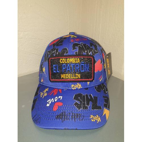 Casquette El Patron Bleue Et Rouge Strass Mixte