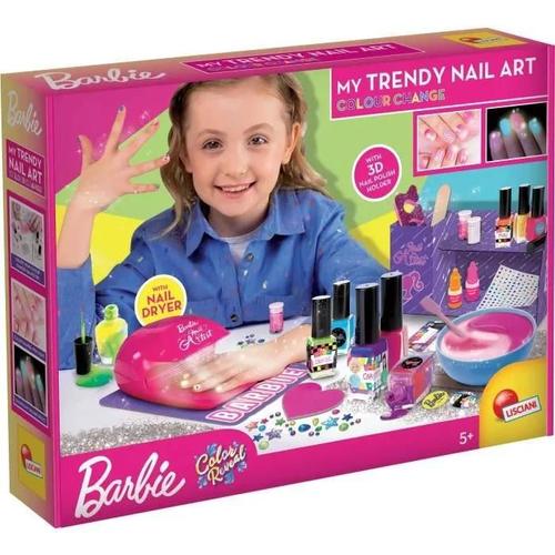 Kit De Vernis A Ongles Barbie - Lisciani - Change De Couleur Et Brille Dans Le Noir