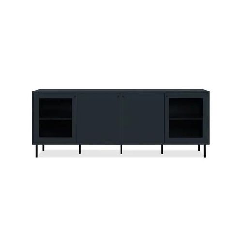 Buffet Bas 4 Portes Dont 2 Vitr¿Es Bleu Marine - L180 Cm