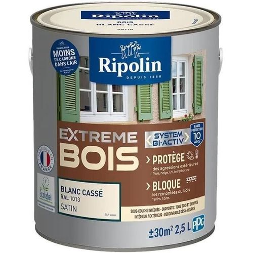 Peinture Extreme bois - Blanc cassé RAL 1013 satin - RIPOLIN - 2.5 L