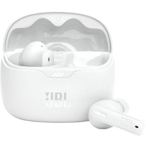 JBL TUNE Beam - Écouteurs sans fil avec micro - intra-auriculaire - Bluetooth - Suppresseur de bruit actif - isolation acoustique - blanc