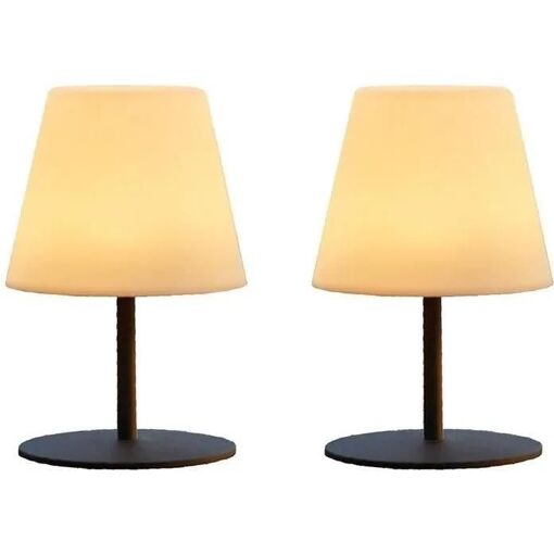 Lot de 2 lampes de table sans fil LED Acier Gris H16CM