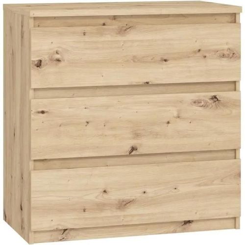 Commode Chelsea 3 Tiroirs - L 77,2 X P 42 X H 79,9 Cm - Décor Chene Artisan