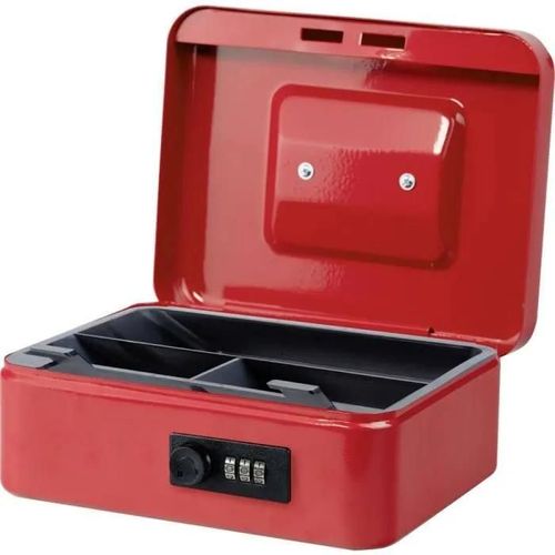 Caisse MONEY Rouge H90xB200xT160mm 1kg avec serrure à cylindre