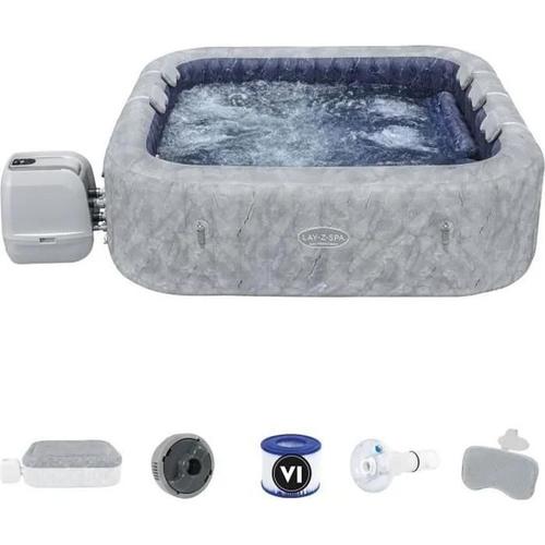 Spa gonflable BESTWAY - Lay-Z-Spa San Francisco Hydrojet Pro - 230 x 230 x 71 cm - 5/7 places - Carré - Avec bâche et cartouche