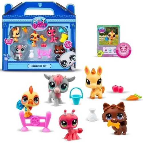 Bandai - Littlest Pet Shop - Collector Set Thème De La Ferme - 5 Animaux Et Accessoires - Bf00510