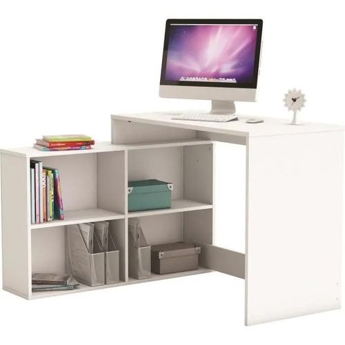 Bureau Angle 4 Niches En Bois Blanc