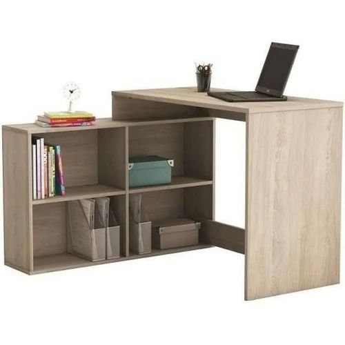 Bureau Angle 4 Niches En Bois Naturel