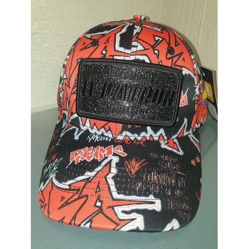 Casquette El Patron Noir Et Rouge Strass Mixte