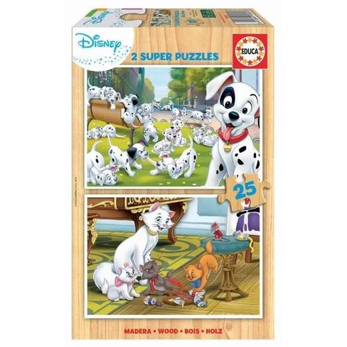 Educa 2x25 Bois Disney Animals - Dalmatiens + Aristochats