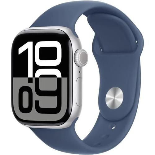 Apple Watch Series 10 Gps - 42mm - Boîtier Silver Aluminium - Bracelet Denim Sport Band - S/M