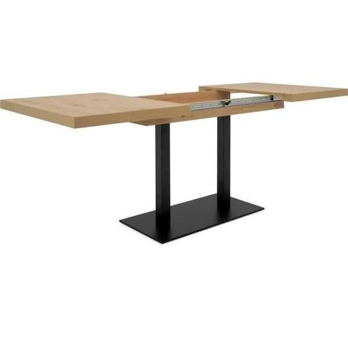 Table A Manger Extensible - Orlando - Chene Artisan / Noir - 6 A 10 Personnes - 120-200 X 75 X 80 Cm