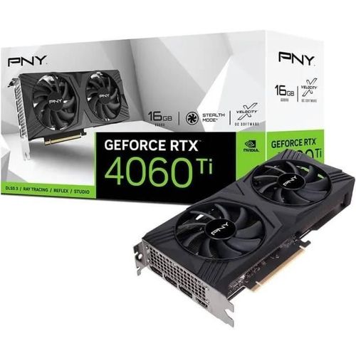 PNY GeForce RTX 4060 Ti 16G VERTO Dual Fan - Carte graphique - GeForce RTX 4060 Ti - 16 Go GDDR6 - PCIe 4.0 x16 - 3 x DisplayPort, HDMI