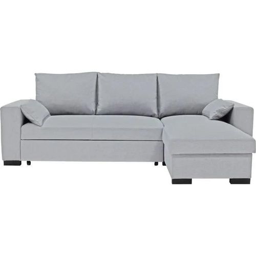 Canapé D'angle Convertible - Morgan - 3 Places - Gris Clair Avec Coffre 236x143x85cm