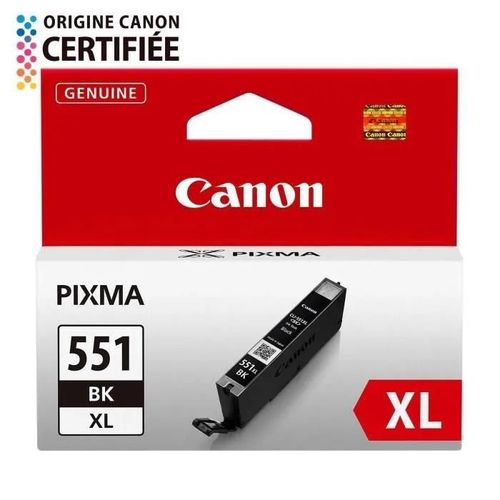 Canon CLI-551BK XL - À rendement élevé - noir - originale - réservoir d'encre - pour PIXMA iP8750, iX6850, MG5550, MG5650, MG5655, MG6450, MG6650, MG7150, MG7550, MX725, MX925