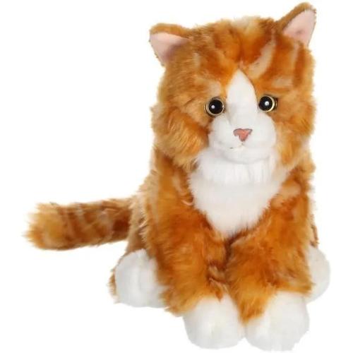 Peluche Chat Mimiz Roux Et Blanc - 28 Cm