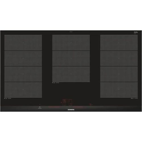 Siemens iQ700 EX975LXC1F - Table de cuisson à induction - 5 plaques de cuisson - Niche - largeur : 88 cm - profondeur : 49 cm - noir - avec garnitures en acier inoxydable, - avec bord à facettes