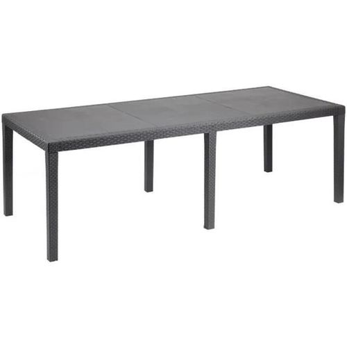 Table De Jardin En Résine Rotin 220 X 90 Cm Queen Gris