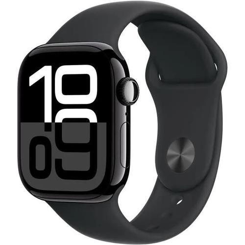 Apple Watch Series 10 Gps - 42mm - Boîtier Jet Black Aluminium - Bracelet Black Sport Band - M/L