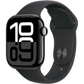 Apple Watch Series 10 GPS 42 mm Aluminium Noir de Jais Bracelet Sport Noir M/L