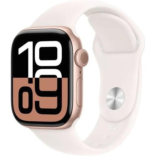 Apple Watch Series 10 Gps - 42mm - Boîtier Rose Gold Aluminium - Bracelet Light Blush Sport Band - M/L