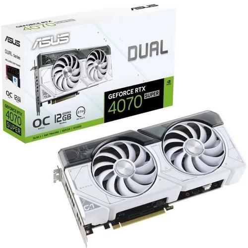 ASUS Dual GeForce RTX 4070 SUPER 12GB - OC Edition - carte graphique - GeForce RTX 4070 Super - 12 Go GDDR6X - PCIe 4.0 - HDMI, 3 x DisplayPort - blanc - boîte