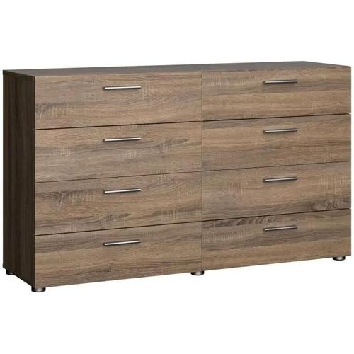 Commode 8 Tiroirs - Chene Truffe - L 140 X P 40 X H 82 Cm - Tyhja