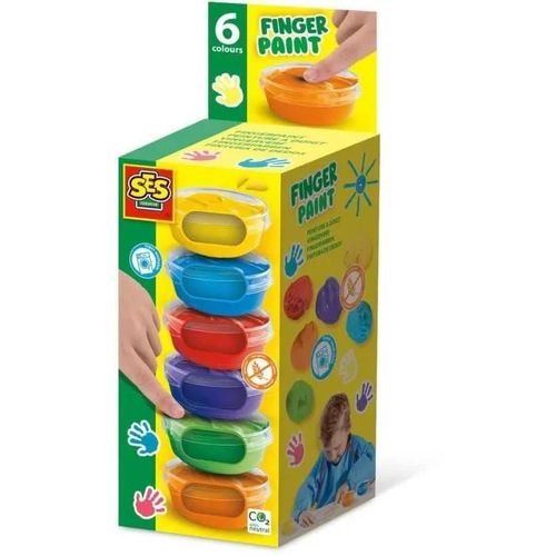 Peinture Au Doigt 6 Couleurs X 45ml - Ses Creative - Intensité Des Couleurs Et Facilité De Lavage.