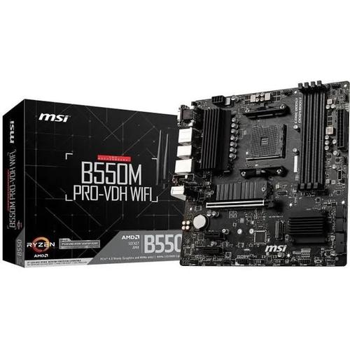 MSI B550M PRO-VDH WIFI - Carte-mère - micro ATX - Socket AM4 - AMD B550 Chipset - USB-C Gen1, USB 3.2 Gen 1 - Bluetooth, Gigabit LAN, Wi-Fi - carte graphique embarquée (unité centrale requise) -...