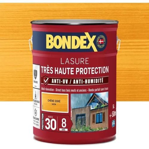 lasure pour bois trés haute protection 8 ans chene doré 5L Bondex