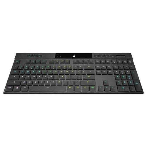 CORSAIR Gaming K100 AIR RGB - Clavier - Ultra-Fin - rétroéclairé - sans fil - USB, 2.4 GHz, Bluetooth 4.2 - Français - commutateur : profil ultra bas CHERRY MX - noir - boîte