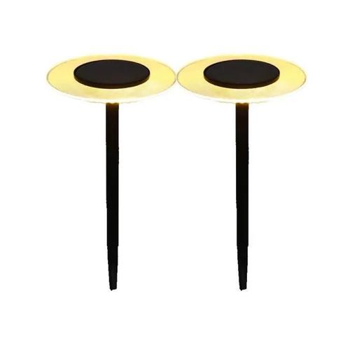 Lot De 2 Balises Solaires À Piquer Led Blanc Chaud Ufo H35cm