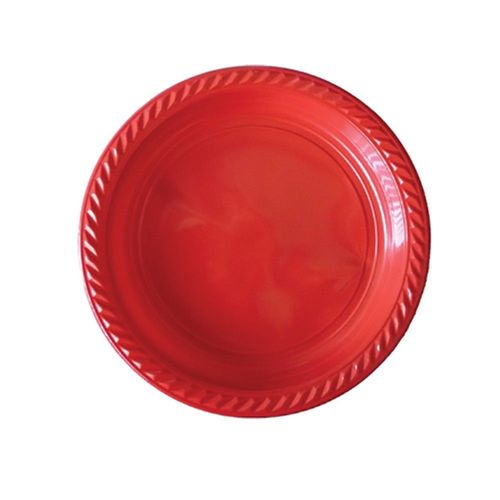 20 Assiettes Plastique Réutilisable 22cm Rouge
