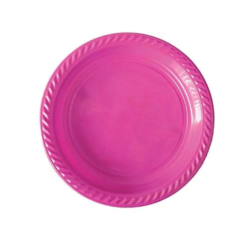 20 Assiettes Plastique Réutilisable 22cm Fuchsia